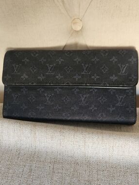 Authentic Louis Vuitton Navy Monogram Canvas Long Wallet